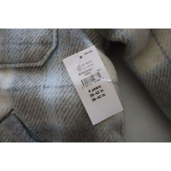 Baby GAP Toddler Sz 4 Years Sky Blue Plaid Sherpa-Lined Flannel Shirt Jacket - Picture 5 of 8